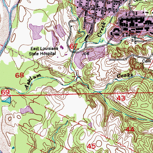 Topographic Map of Cooks Branch, LA