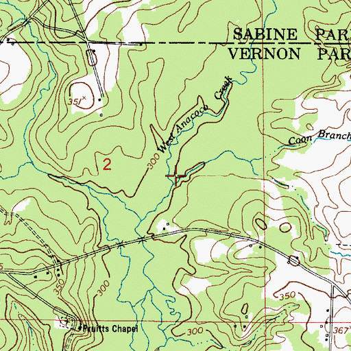 Topographic Map of Coon Branch, LA