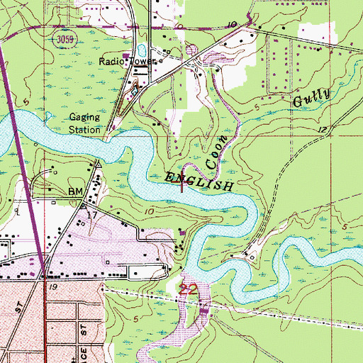 Topographic Map of Coon Gully, LA