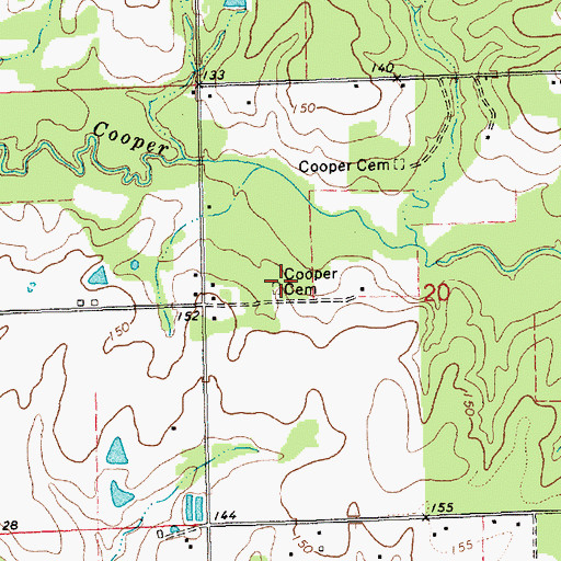 Topographic Map of Cooper Cemetery, LA