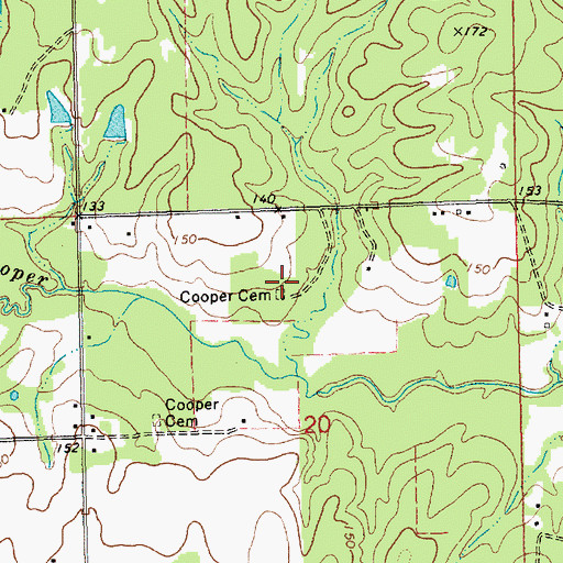 Topographic Map of Cooper Cemetery, LA