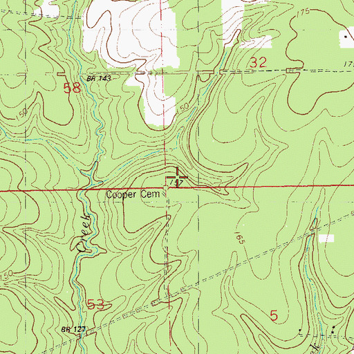Topographic Map of Cooper Cemetery, LA