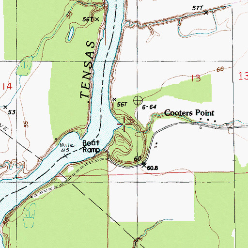 Topographic Map of Cooter Point, LA