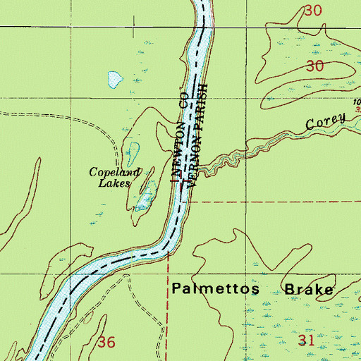 Topographic Map of Corey Branch, LA