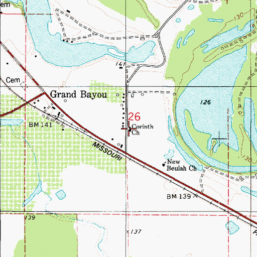 Topographic Map of Corinth Church, LA
