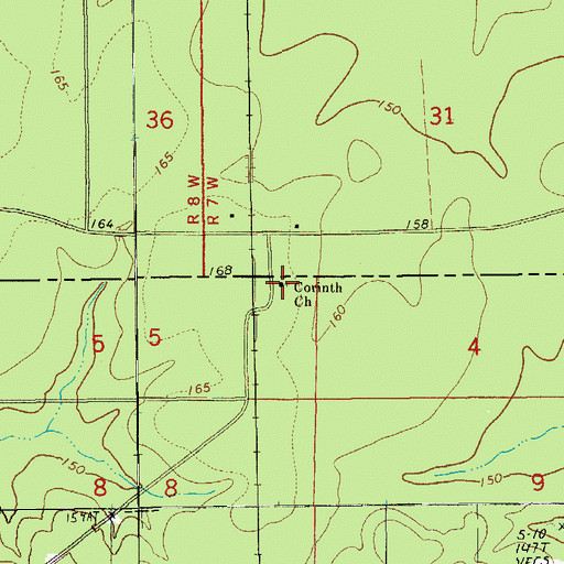 Topographic Map of Corinth Church, LA