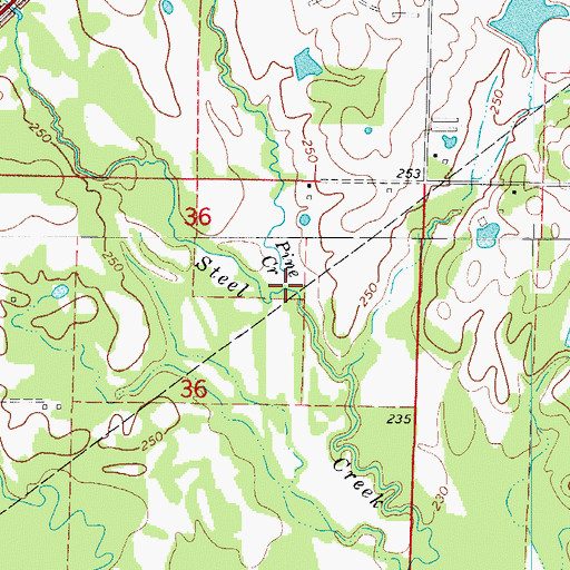 Topographic Map of Pine Creek, AR