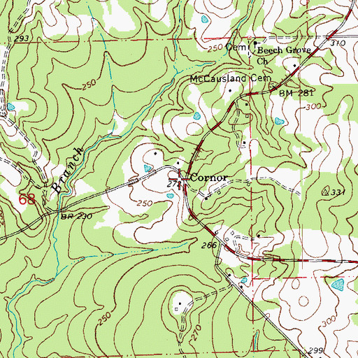 Topographic Map of Cornor, LA