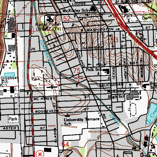 Topographic Map of Corporation Canal, LA