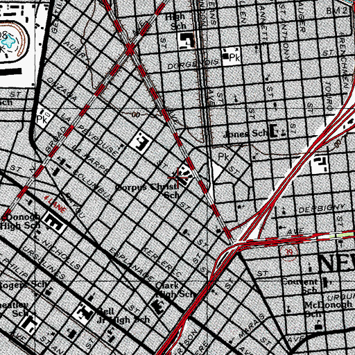 Topographic Map of Corpus Christi Elementary School (historical), LA