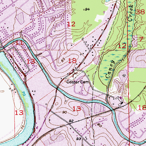 Topographic Map of Cosper Cemetery, LA