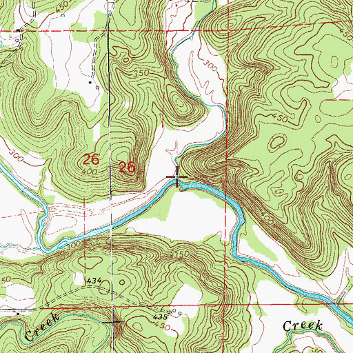 Topographic Map of Pine Creek, AR