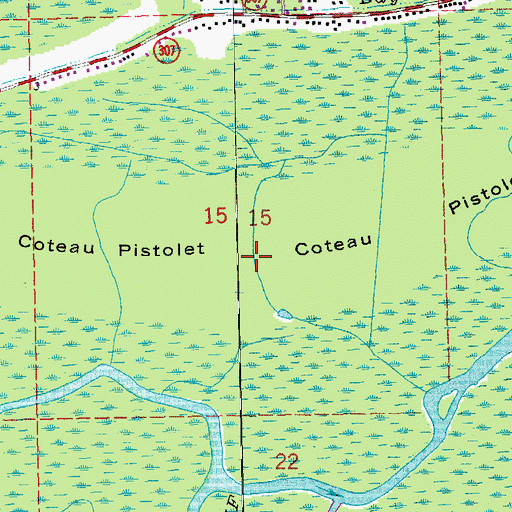 Topographic Map of Coteau Pistolet, LA
