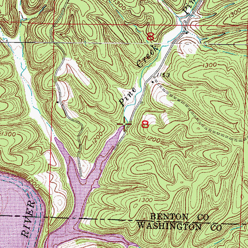 Topographic Map of Pine Creek, AR