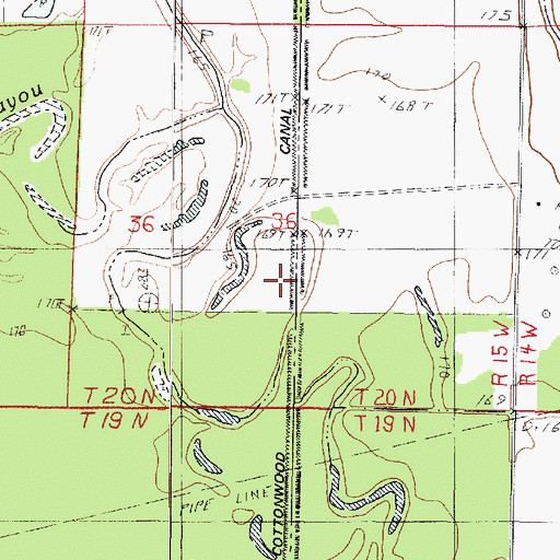 Topographic Map of Cottonwood Canal, LA