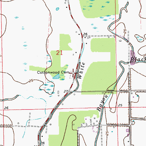 Topographic Map of Cottonwood Cemetery, LA