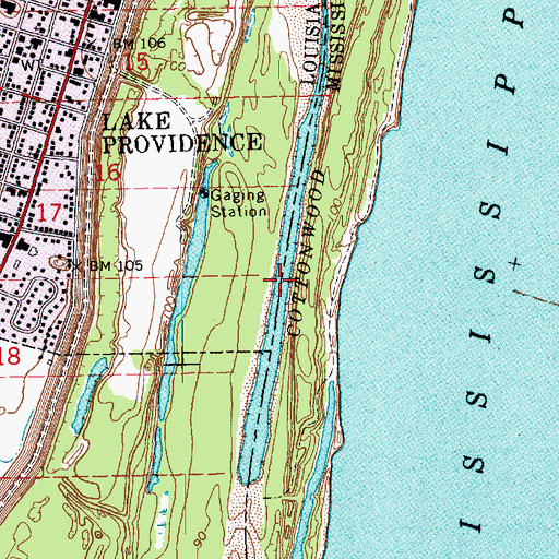 Topographic Map of Cottonwood Chute, LA