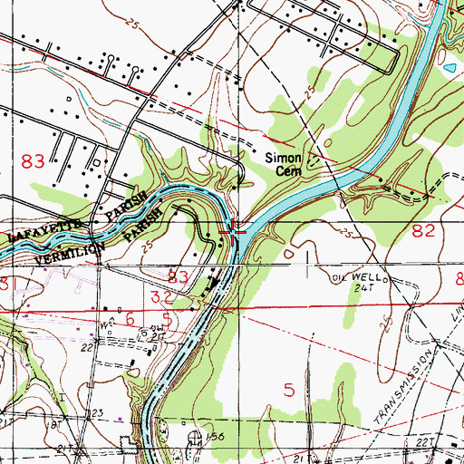 Topographic Map of Coulee Ile des Cannes, LA