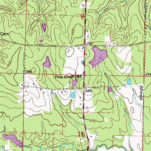 Topographic Map of Pine Crest Church, AR