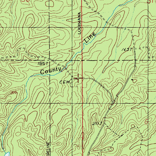 Topographic Map of County Line Cemetery, LA