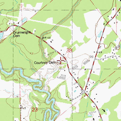 Topographic Map of Courtney Cemetery, LA
