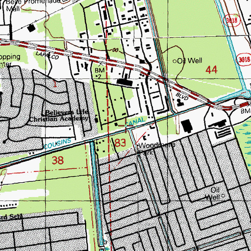 Topographic Map of Cousins Canal, LA
