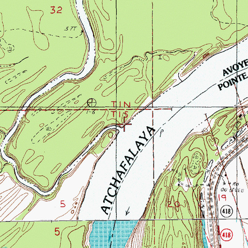 Topographic Map of Bayou Courville, LA