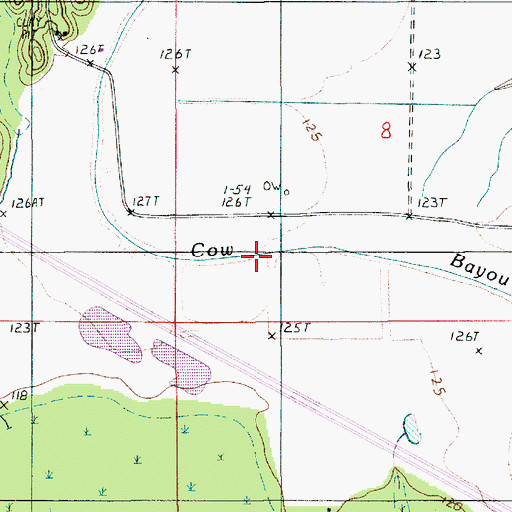 Topographic Map of Cow Bayou, LA