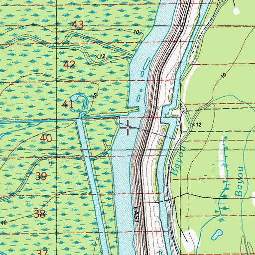 Topographic Map of Cow Bayou, LA