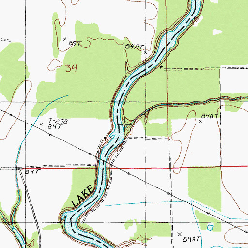 Topographic Map of Cow Bayou, LA