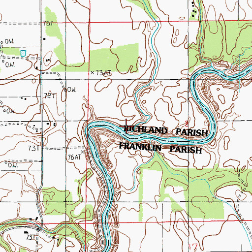 Topographic Map of Cow Bayou, LA