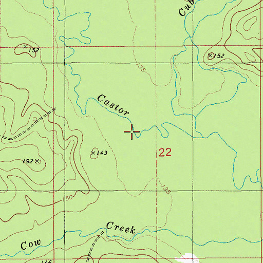 Topographic Map of Cow Creek, LA