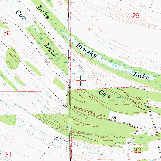 Topographic Map of Cow Lake, LA