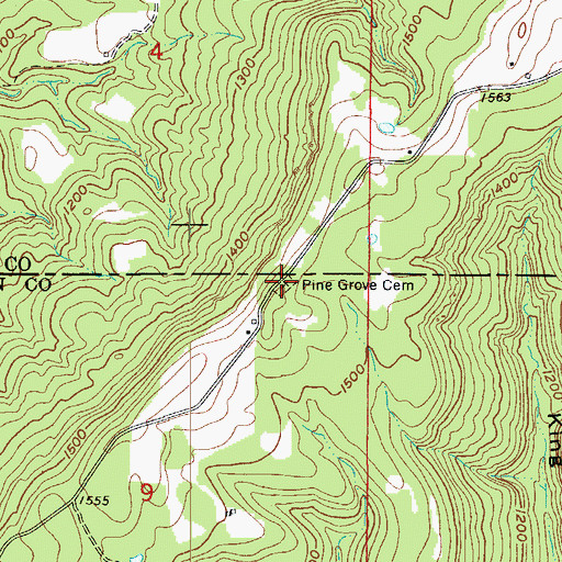 Topographic Map of Pine Grove Cemetery, AR