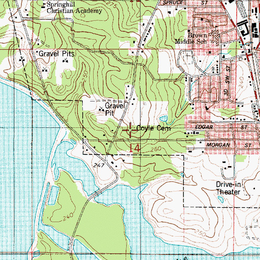 Topographic Map of Coyle Cemetery, LA