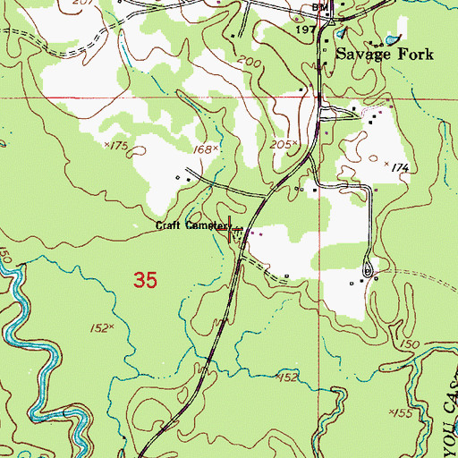 Topographic Map of Craft Cemetery, LA