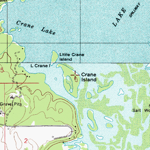 Topographic Map of Crane Island, LA