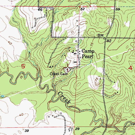 Topographic Map of Creel Cemetery, LA