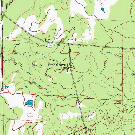 Topographic Map of Pine Grove Church, AR