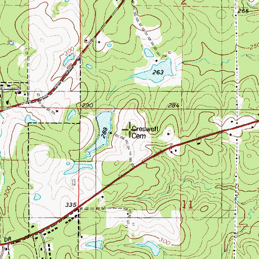 Topographic Map of Creswell Cemetery, LA