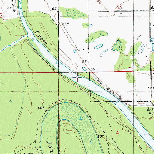 Topographic Map of Crew Bayou, LA