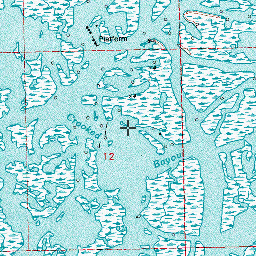 Topographic Map of Crooked Bayou, LA