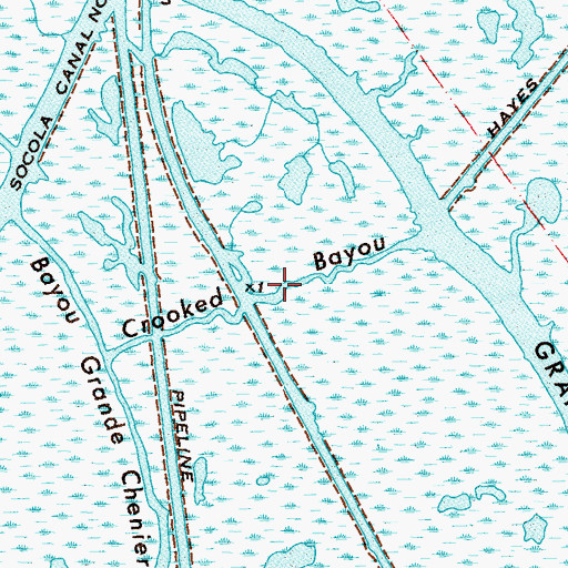 Topographic Map of Crooked Bayou, LA