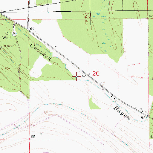 Topographic Map of Crooked Bayou, LA