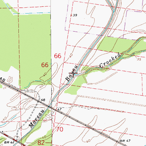 Topographic Map of Crooked Bayou, LA