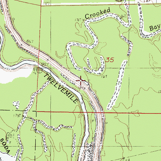 Topographic Map of Crooked Bayou, LA