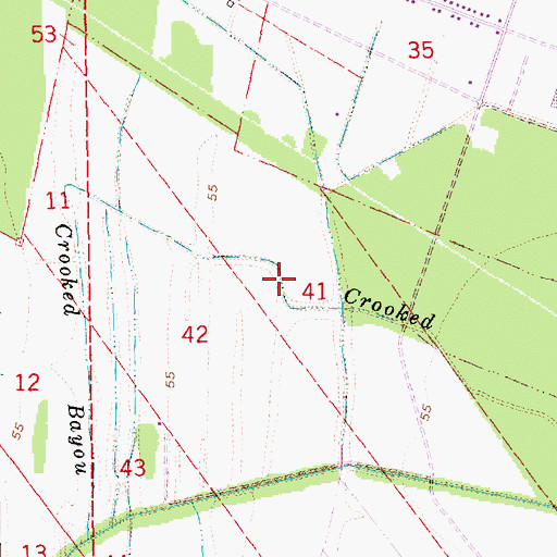 Topographic Map of Crooked Bayou, LA