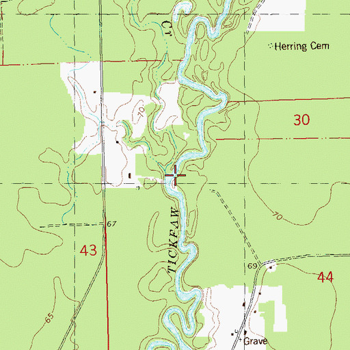 Topographic Map of Crooked Creek, LA