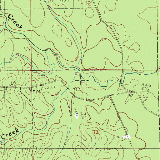 Topographic Map of Crooked Creek, LA