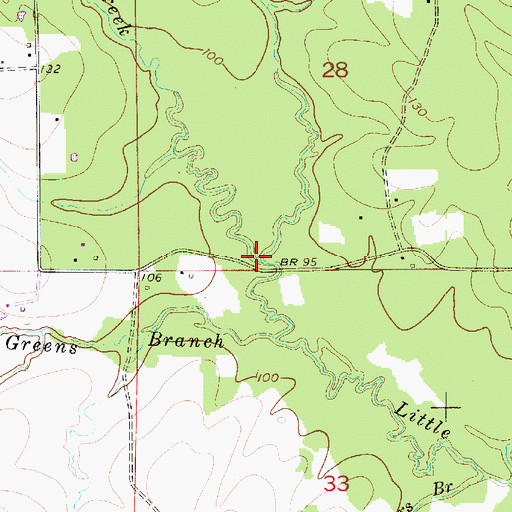Topographic Map of Crooked Creek, LA